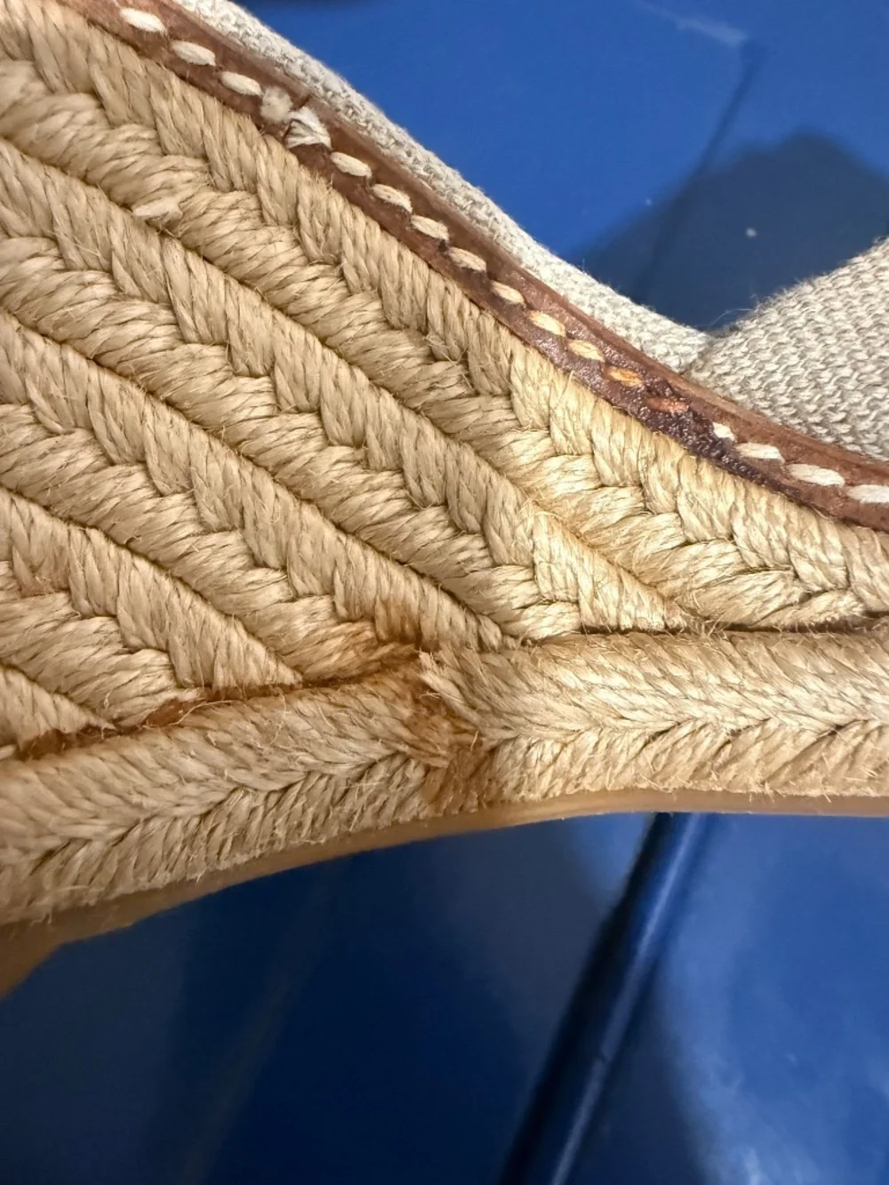 Tory Burch Knotted Linen Espadrille Wedge Sandal Gold Natural 8B Ankle Strap